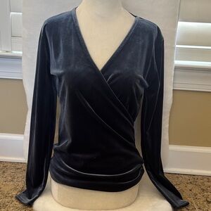 J. Crew Velvet Surplice Long-Sleeve Top